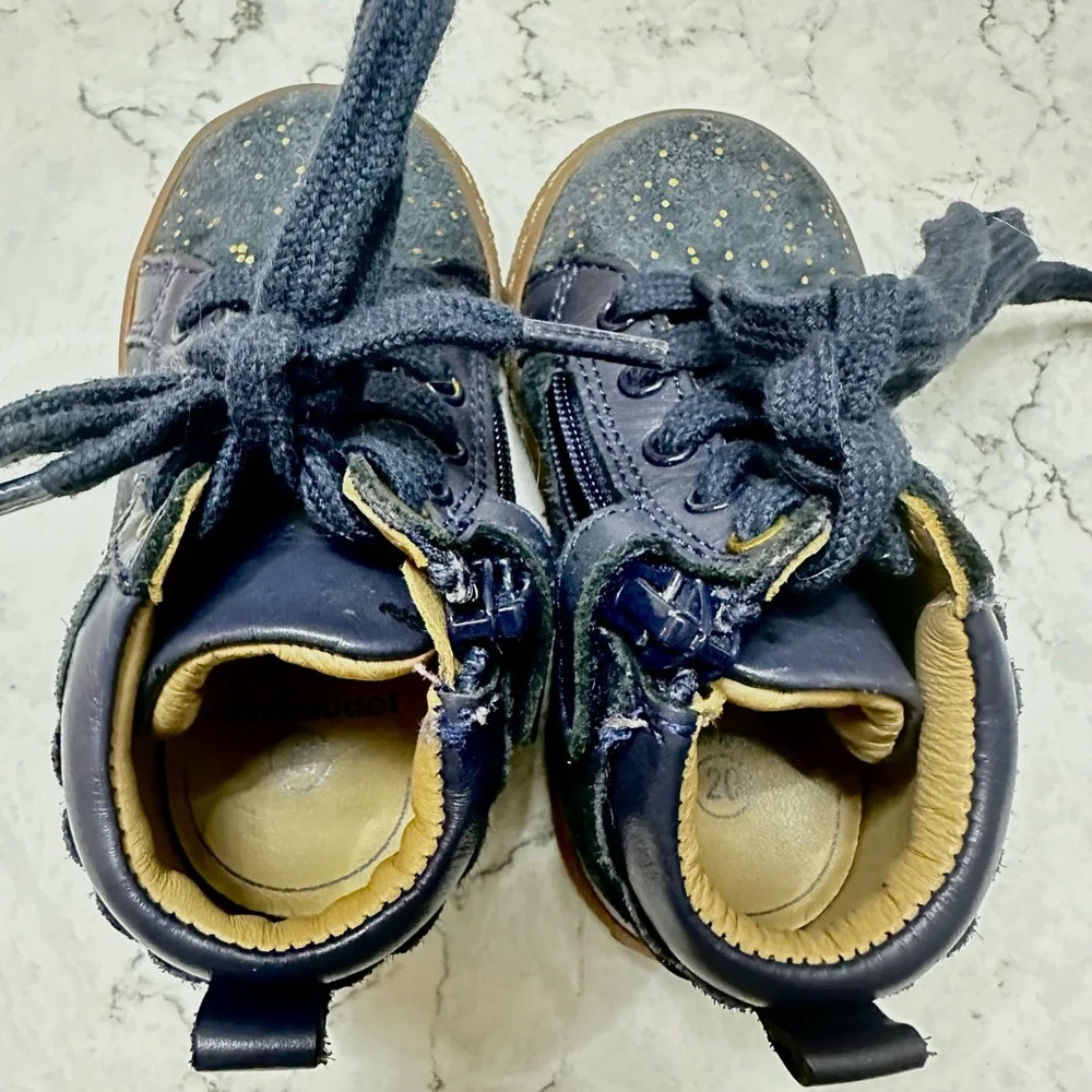 Vertbaudet Boots Navy Blue With Gold Glitter Girls Toddler Size US 4.5  EU 20